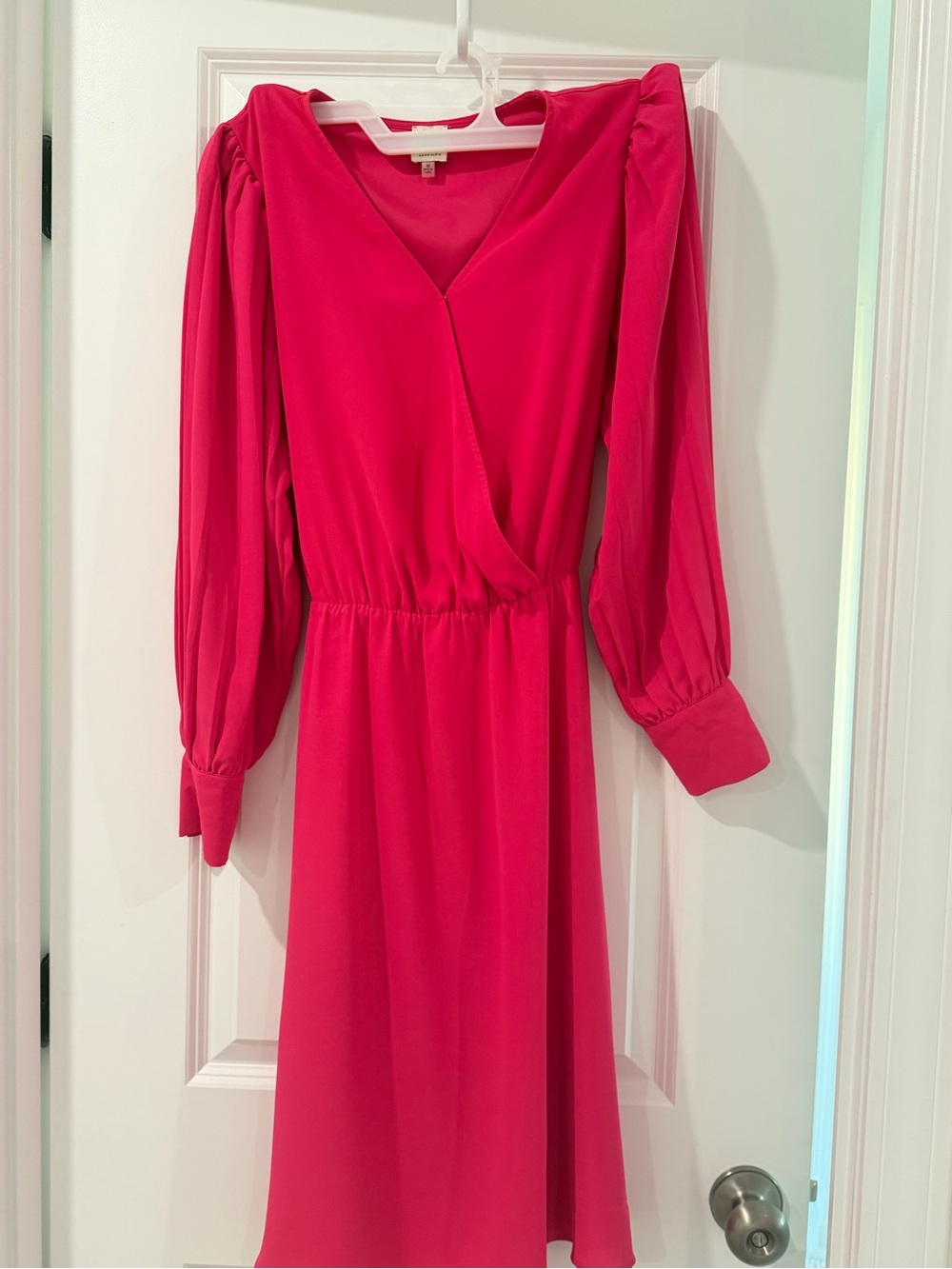 Anne Klein Bright Fuchsia Long-Sleeve Wrap-Style Dress